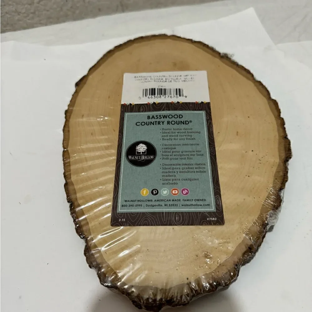 Walnut Hollow Basswood Country Round Wood, Medium, Woodburning, Home Decor NEW